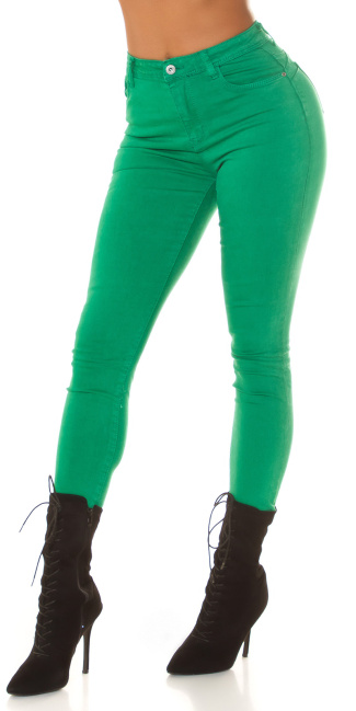 Hoge taille push-up skinny jeans groen